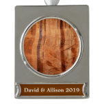 Striped Rock of Double Arch Alcove II at Zion Silver Plated Banner Ornament