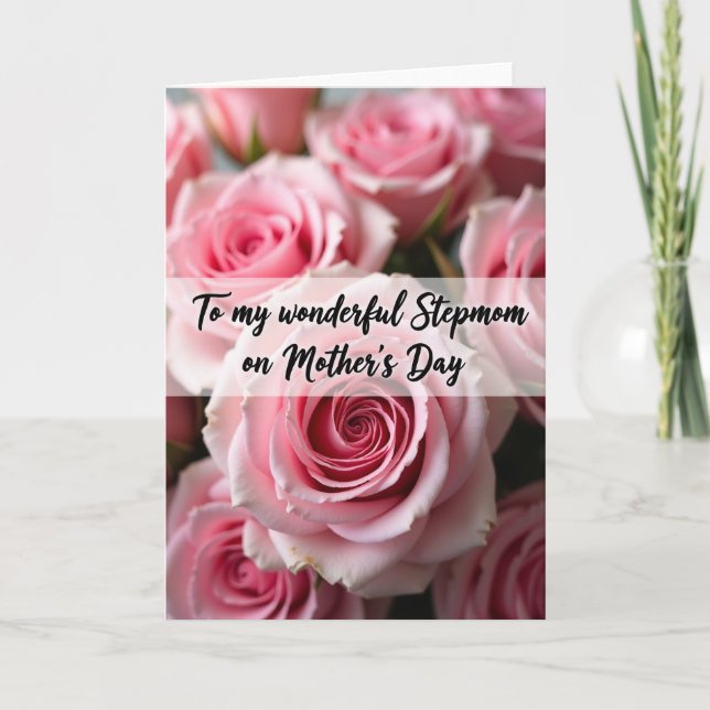 Striped Rose Blossom Greeting Card (Front)