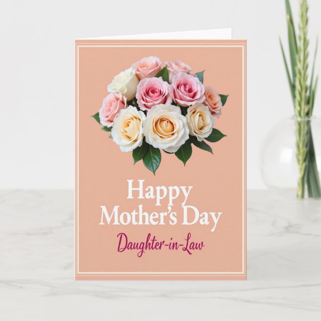 Striped Rose Bouquet Happy Card (Front)