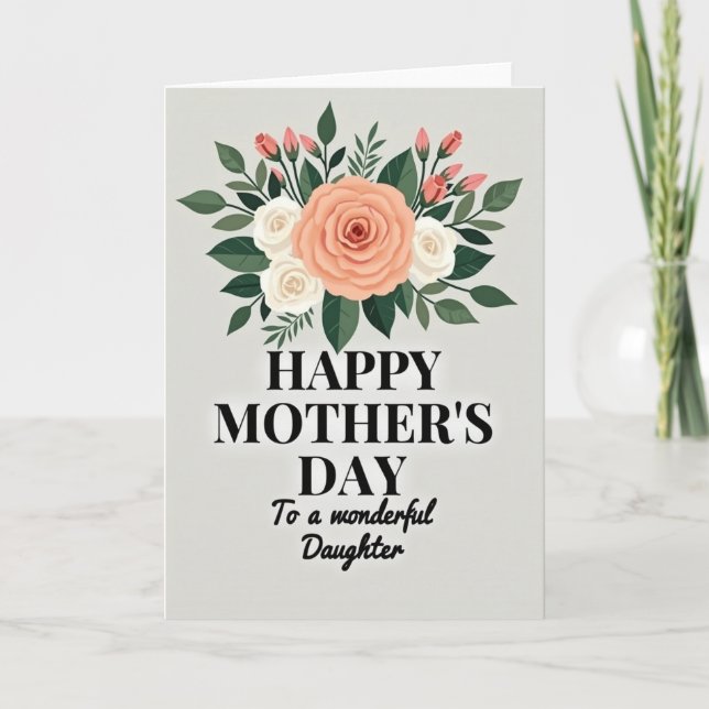 Striped Rose Daughter Mothers Card (Front)