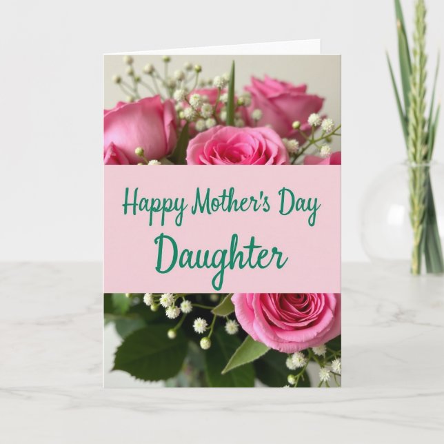 Striped Rose Daughters Day Card (Front)