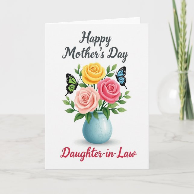 Striped Rose Daughters In Law Card (Front)