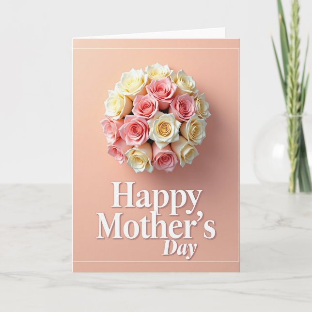 Striped Rose Elegant Mothers Card (Front)
