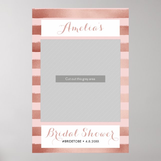 Striped Rose Gold Photo Booth Prop Poster (Front)