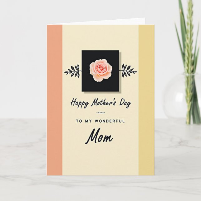 Striped Rose Mothers Day Card (Front)