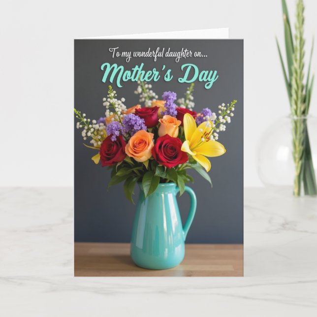 Striped Rose Mothers Day Tribute Card (Front)