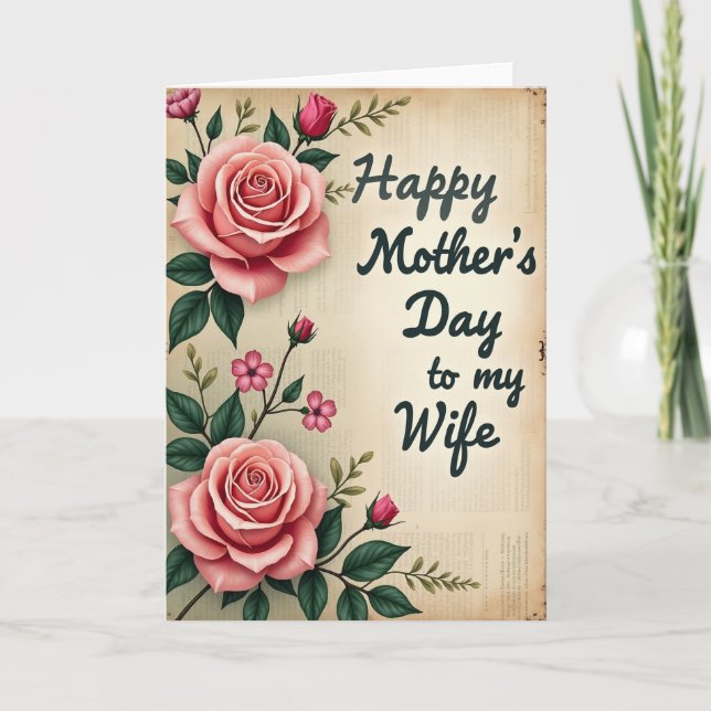 Striped Rose Sentiment Card (Front)