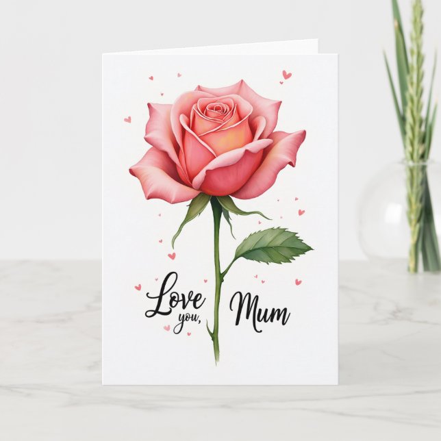 Striped Rose Watercolor Love Card (Front)