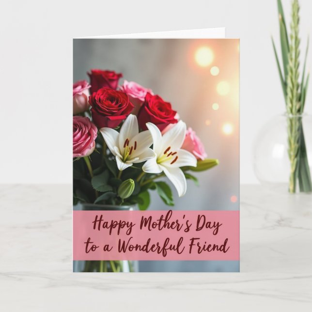 Striped Roses And Lilies Card (Front)