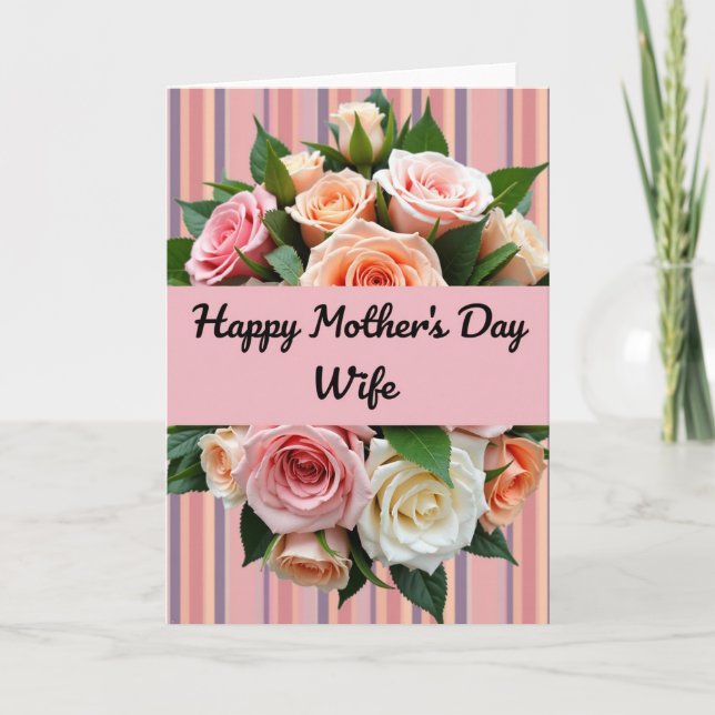 Striped Roses Celebration Card (Front)