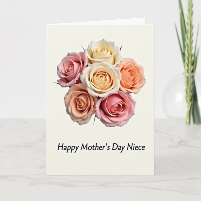 Striped Roses Niece Day Card (Front)