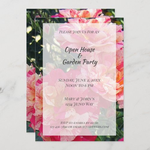 Striped Roses Open House Garden Party Invitations