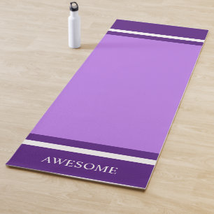 Striped Royal Purple & White on Light Violet Yoga Mat