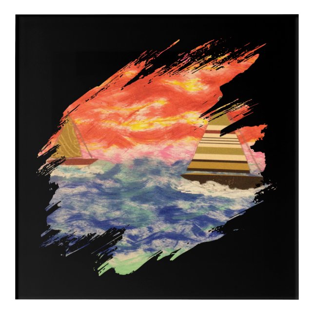 Striped Sail-2 Paint Swatch Acrylic Print (Front)