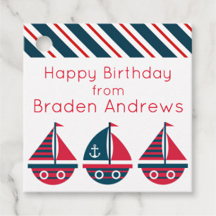 Striped Sailboats Gift Favor Tags