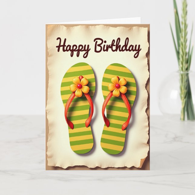 Striped Sandals Birthday Card (Front)
