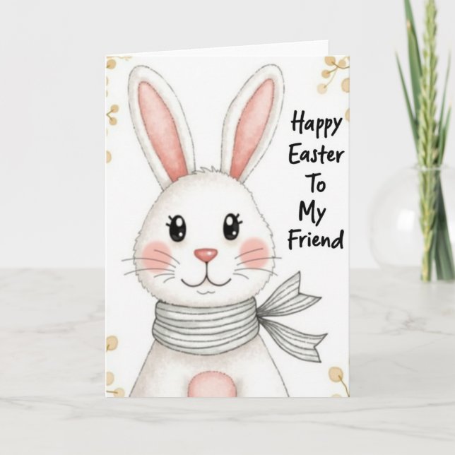 Striped Scarf Rabbit Card (Front)