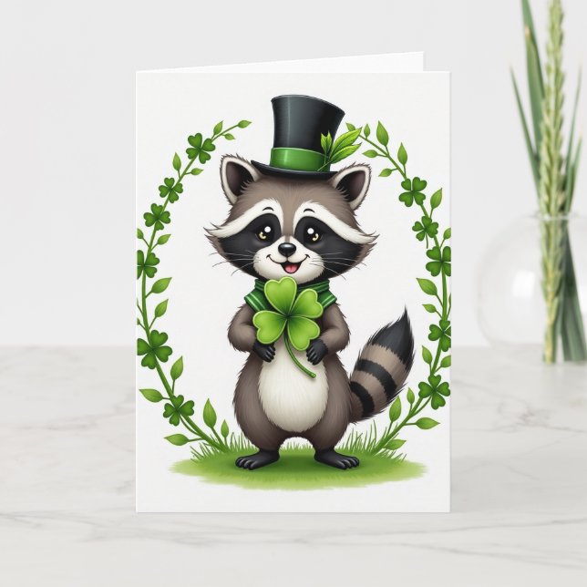 Striped Scarf Raccoon Card (Front)