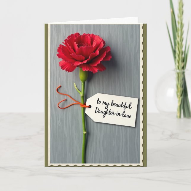 Striped Scarlet Bloom Note Card (Front)