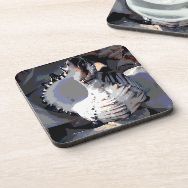 Striped Sea Shell Drink Coaster (Left Side)