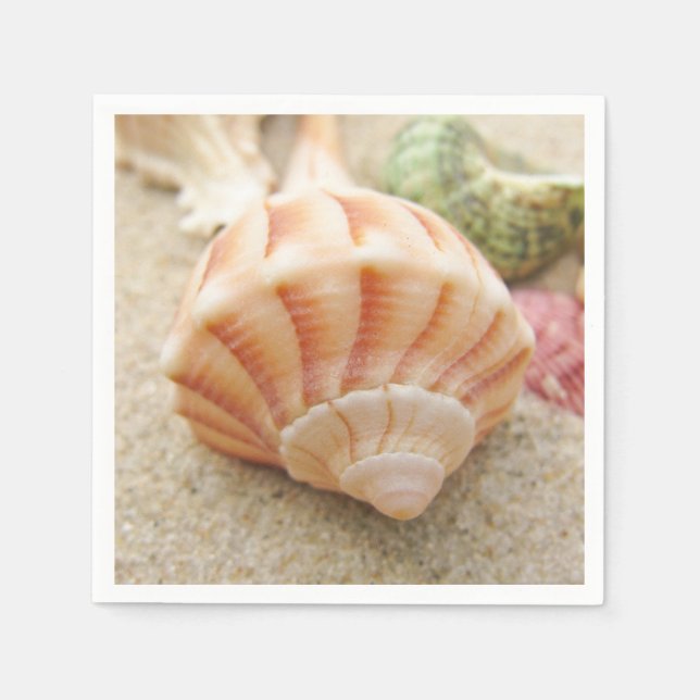 Striped Sea Shell Lightning Whelk Napkins (Front)
