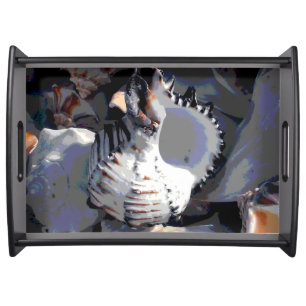Striped Sea Shell Serving Tray