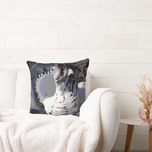 Striped Sea Shell Throw Pillow (Couch)