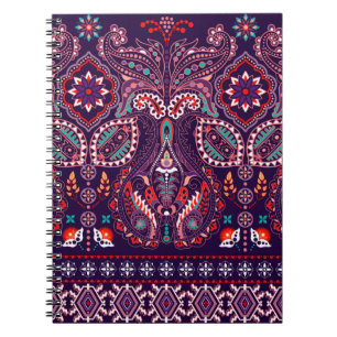 Striped seamless pattern. Floral wallpaper. Colorf Notebook