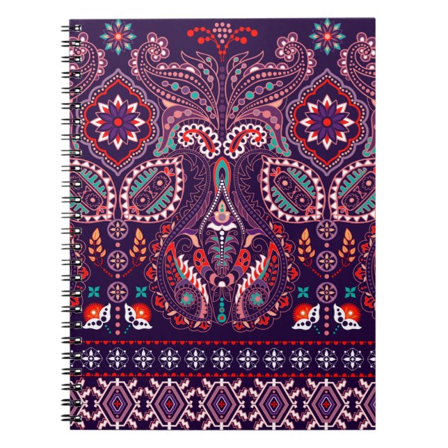 Striped seamless pattern. Floral wallpaper. Colorf Notebook (Front)