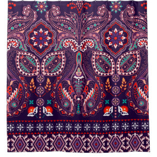 Striped seamless pattern. Floral wallpaper. Colorf Shower Curtain