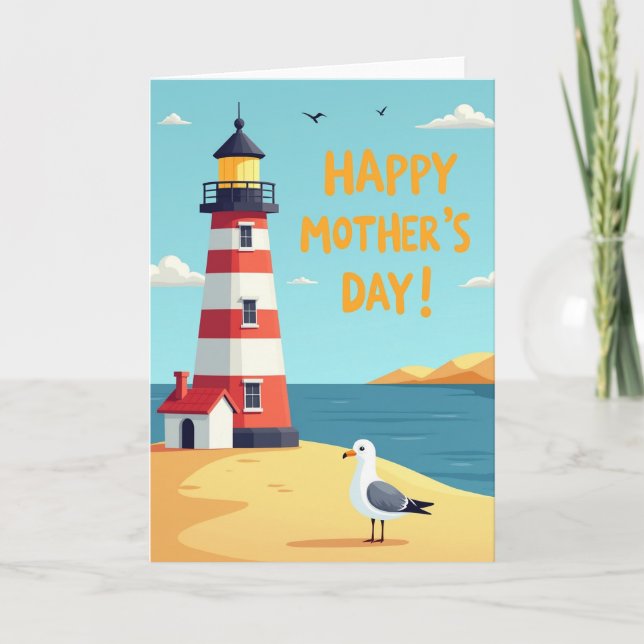 Striped Seashore Scene Card (Front)