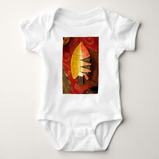 Striped Sensation Tiger Barb Fish Art Print Baby Bodysuit (Front)