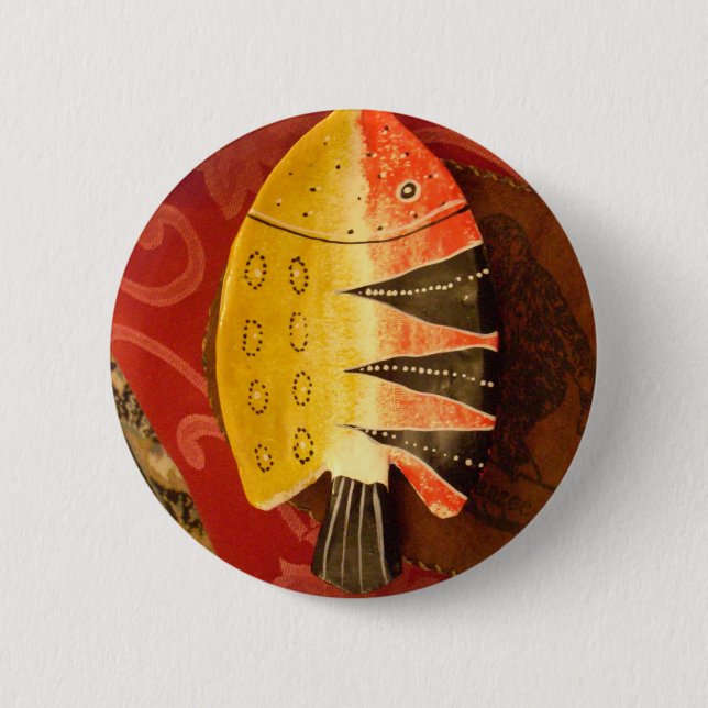 Striped Sensation Tiger Barb Fish Art Print Button (Front)