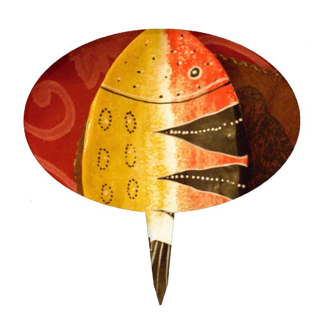 Striped Sensation Tiger Barb Fish Art Print Cake Topper (Front)