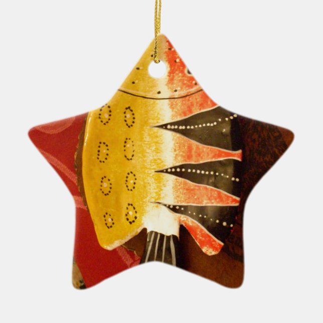 Striped Sensation Tiger Barb Fish Art Print Ceramic Ornament (Front)