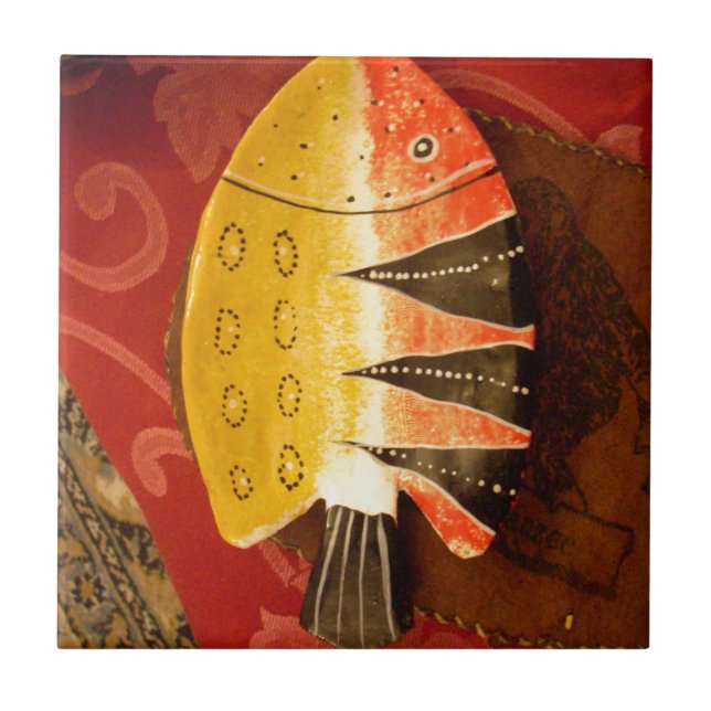 Striped Sensation Tiger Barb Fish Art Print Ceramic Tile (Front)