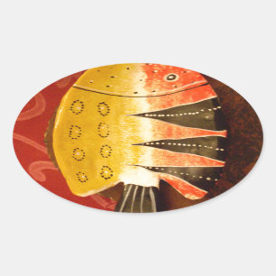 Striped Sensation Tiger Barb Fish Art Print Oval Sticker