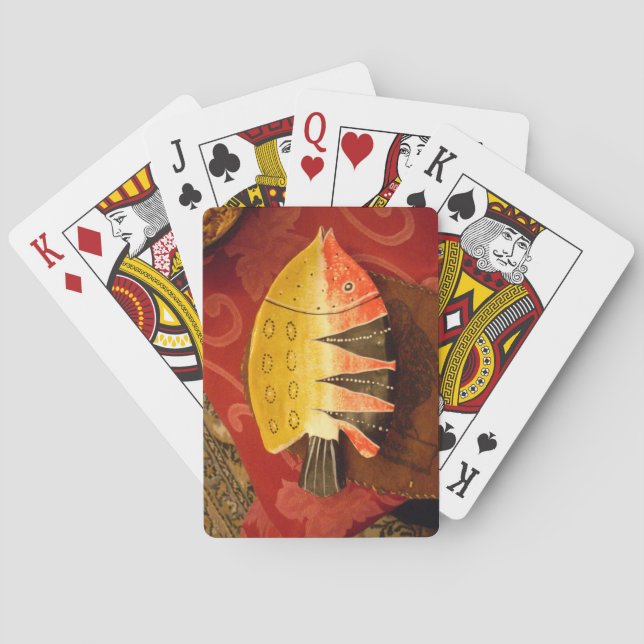 Striped Sensation Tiger Barb Fish Art Print Poker Cards (Back)