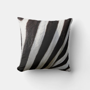"Striped Serenity: Zebra Pattern Black white Throw Pillow