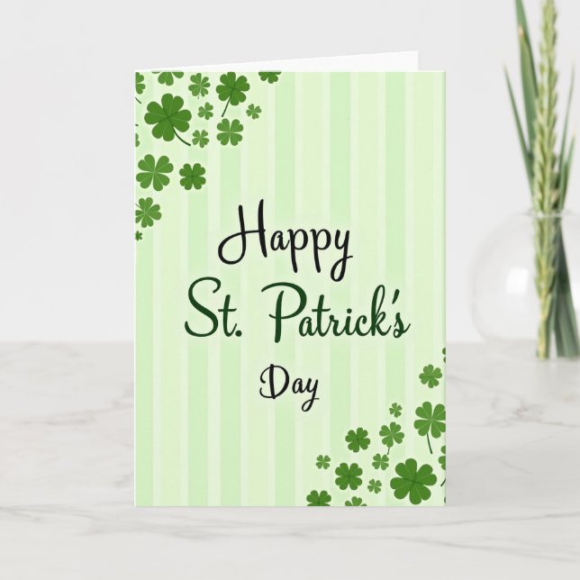 Striped Shamrock St Patricks Card (Front)