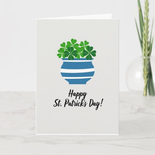 Striped Shamrocks Happy St Patricks Card (Front)