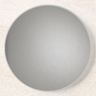 Striped Silver Brushed Aluminum Drink Coaster