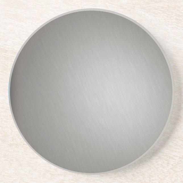 Striped Silver Brushed Aluminum Drink Coaster (Front)