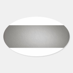 Striped Silver Brushed Aluminum Oval Sticker