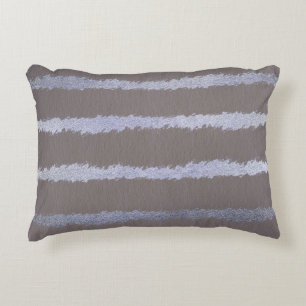 Striped silver gray taupe metallic look purple accent pillow