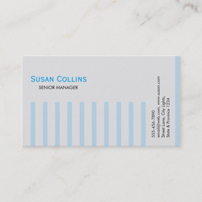 Striped Simple Modern Elegant Professional Business Card (Front)