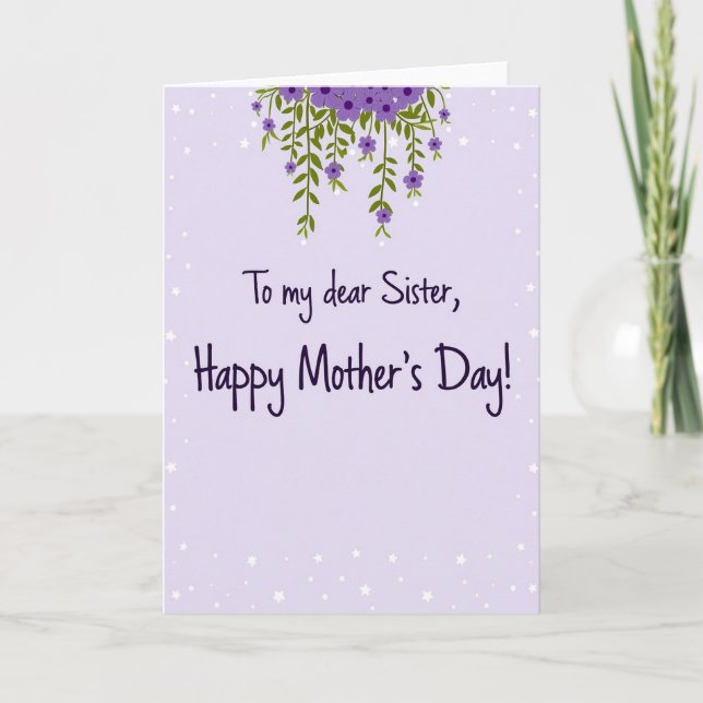Striped Sister Happy Mothers Day Card (Front)