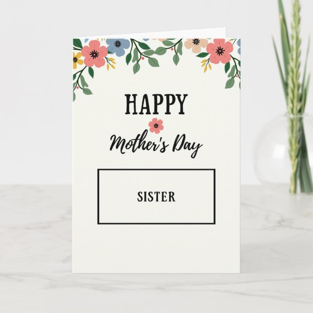 Striped Sister Mothers Day Card (Front)