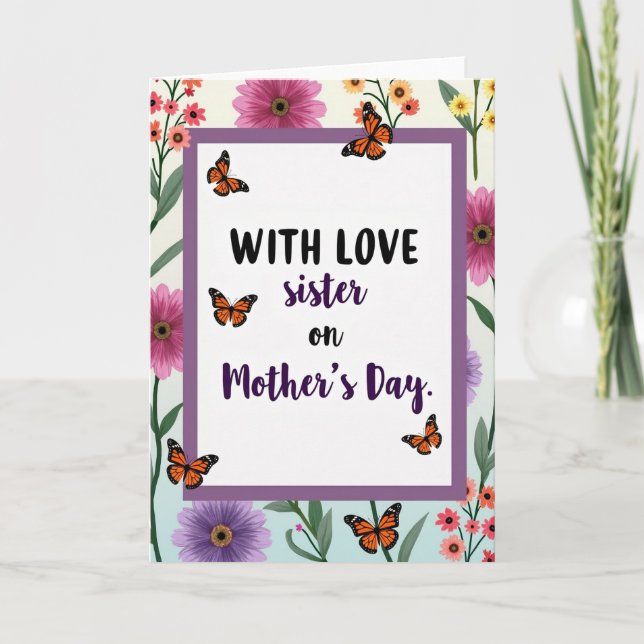 Striped Sister Mothers Day Love Card (Front)