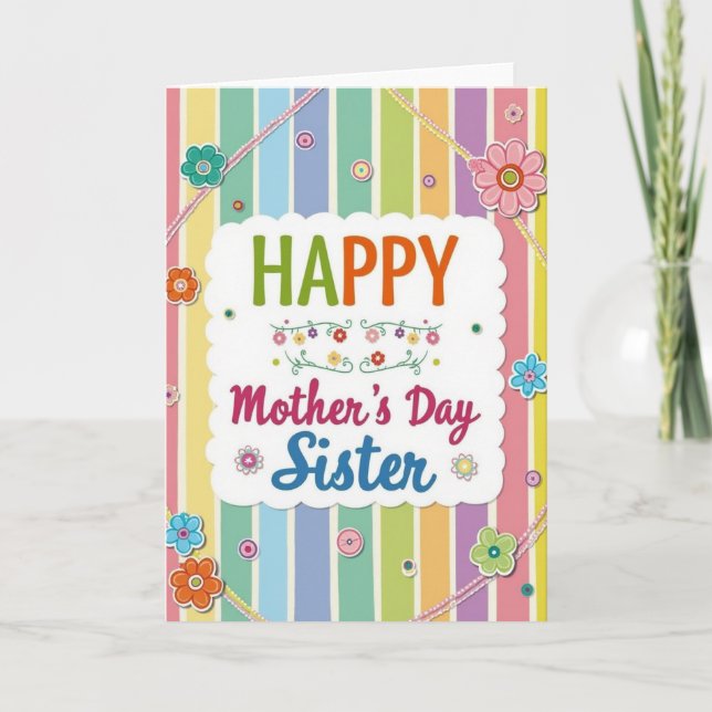 Striped Sisters Mothers Day Card (Front)